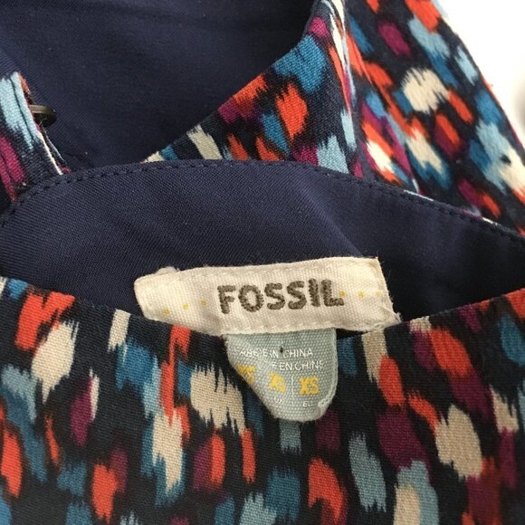 FOSSIL Multi Color Print Tiered Maxi Dress Dotted Brushstroke Size XS XSMALL - Picture 3 of 15